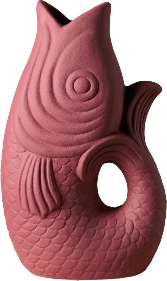 Vaza decorativa, roz, din ceramica, Fish