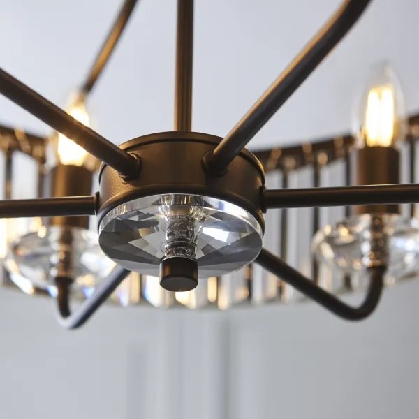 Endon 100711 - Candelabru suspendat pe lanț CHESTERFIELD, 6xE14/6W/230V, Ø 55 cm, negru