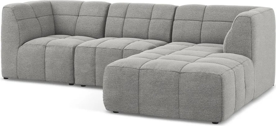 Colțar gri cu tapițerie din țesătură bouclé (cu colț pe partea dreaptă/cu șezlong) Aloha – Makamii