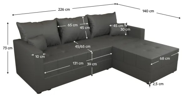 Colțar extensibil universal DUBLIN, tip L, gri