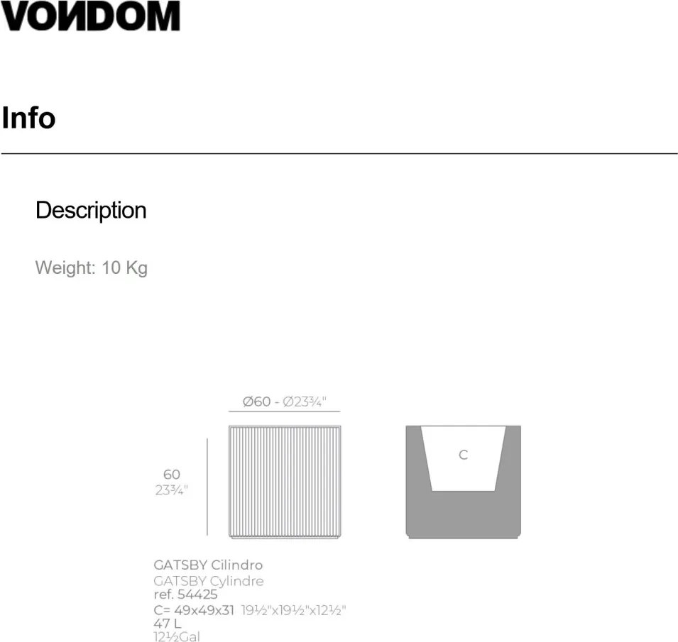 Ghiveci plante design decorativ modern exterior / interior GATSBY 60x60cm