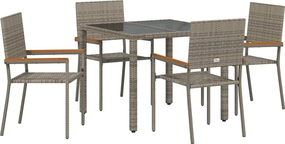 vidaXL Set de masă pentru grădină 5 pcs Gri poliratan