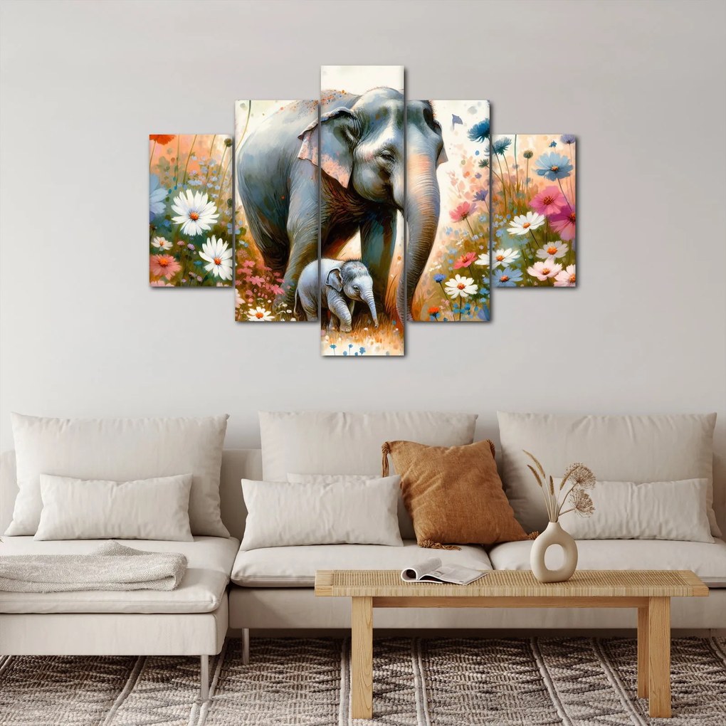 Tablou - Mama elefant, acuarelă (150x105 cm)