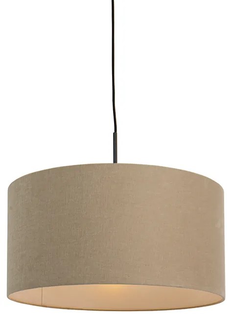 Lampă suspendată rustică neagră cu abajur bej 50cm - Combi