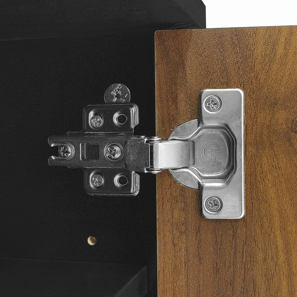 Comodă TV cu 2 uși și 3 sertare, panouri ale ușilor cu model unic în valuri, 180x38x50 cm, Culoare naturală