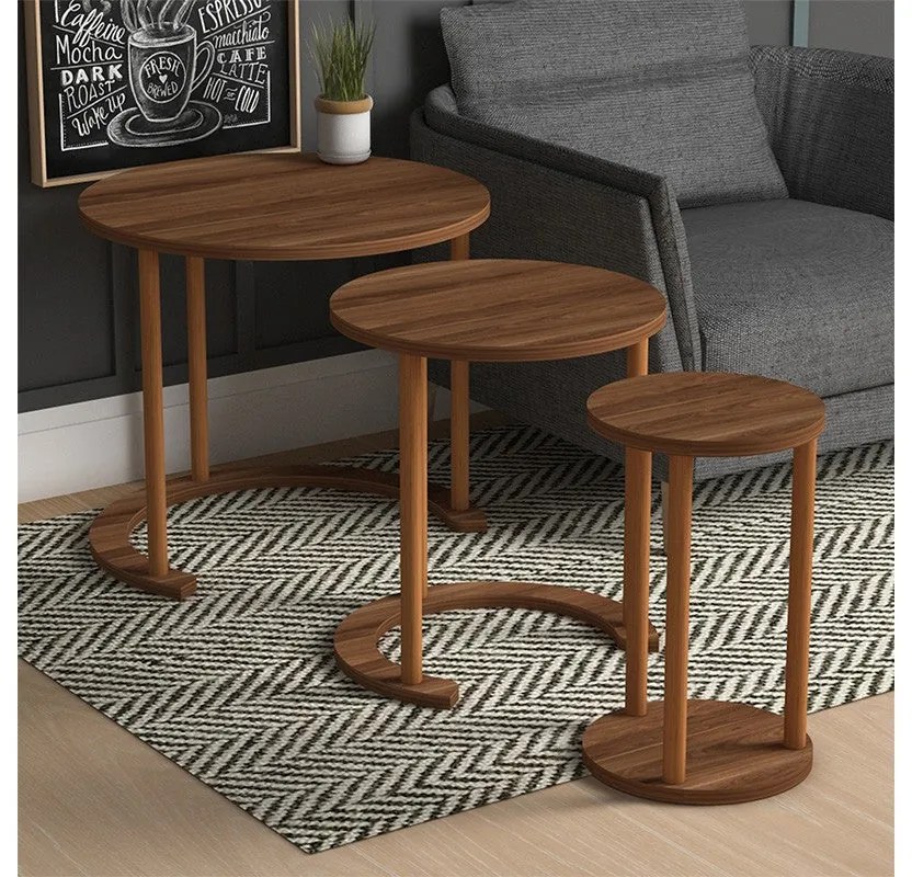 Set 3 măsuțe laterale Finley Pakoworld maro