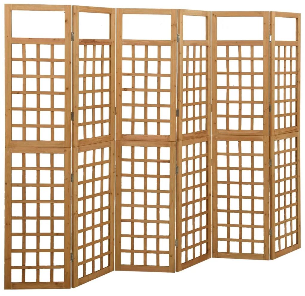 Separator cameră cu 6 panouri, 242,5x180 cm, nuiele lemn brad