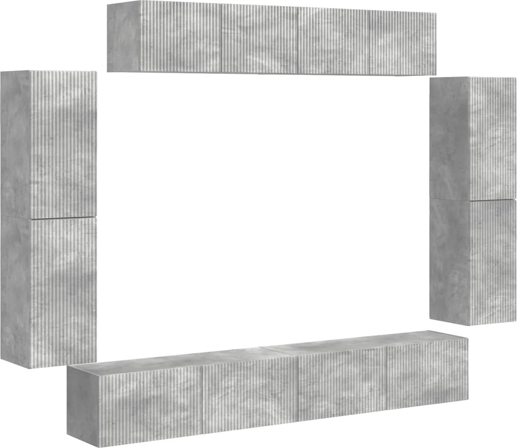 vidaXL Cabinet TV 8 pcs Gri din beton