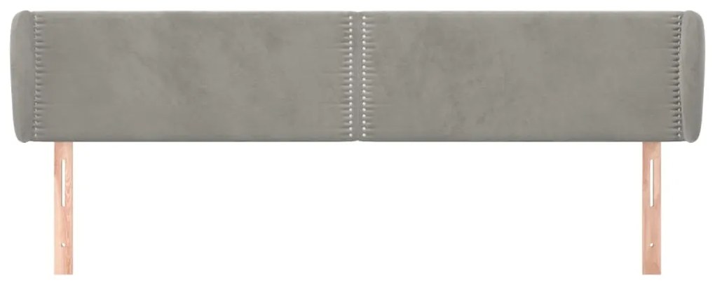Tablie de pat cu aripioare gri deschis 163x23x78 88 cm catifea 1, Gri deschis, 163 x 23 x 78 88 cm