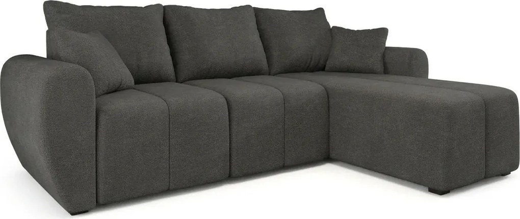 Coltar extensibil de colt SEVIO, gri inchis, reversibil, 246x145 cm + 2 perne GRATUIT