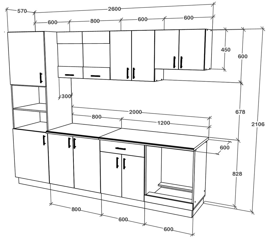 Set haaus V20, Lemn Natural/Alb, Blat Thermo 28 mm, L 260 cm
