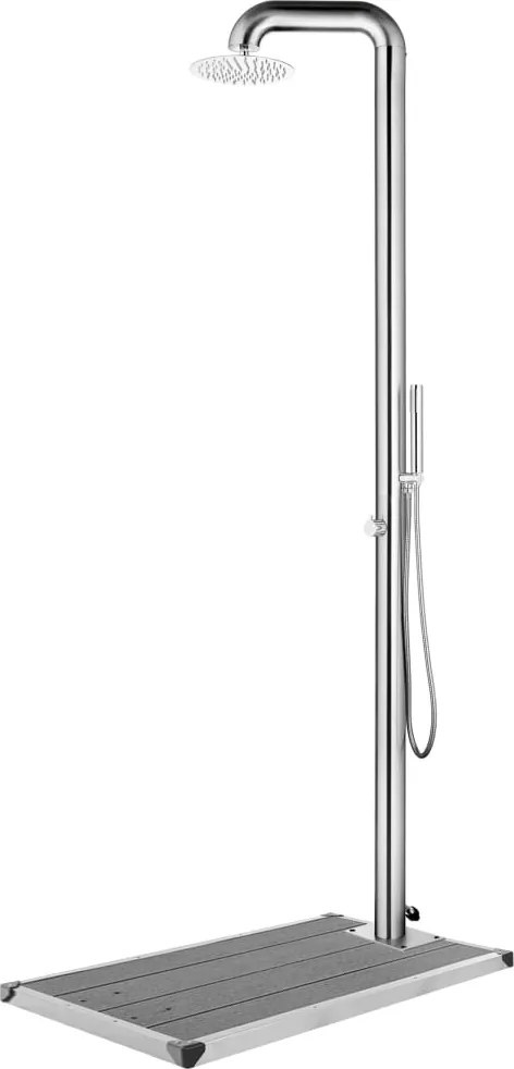 vidaXL Duș de grădină cu bază gri, 230 cm, oțel inoxidabil