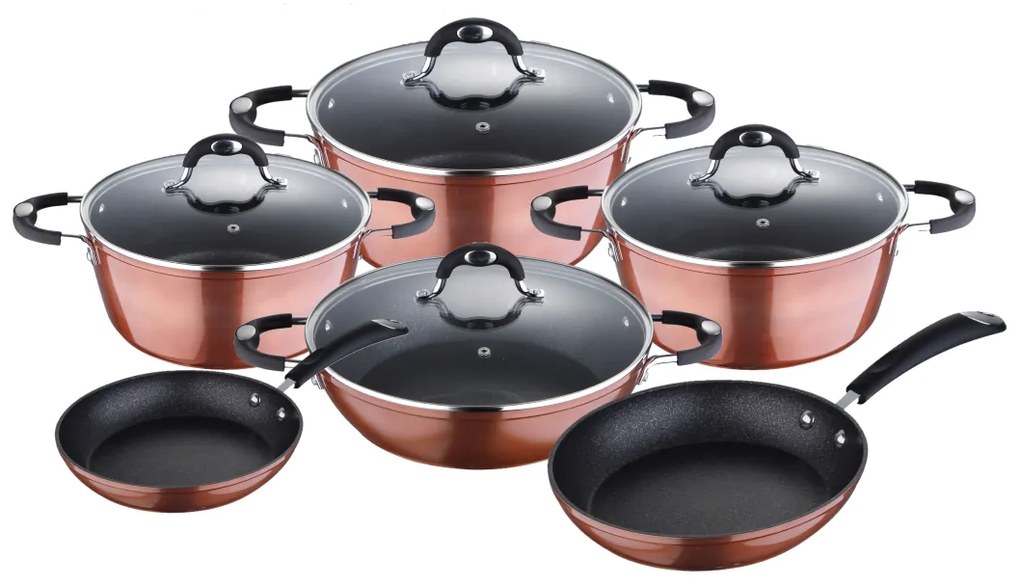 Set 3 Oale marmorate cu capac, cratita cu capac si 2 tigai Pandora San Ignacio SG0001