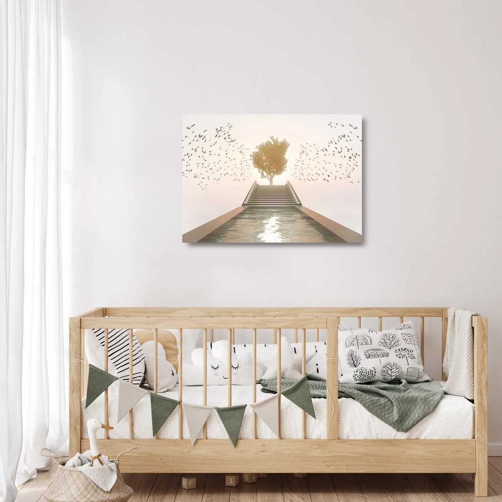 Tablou pe sticlă - Pod spre necunoscut (70x50 cm)