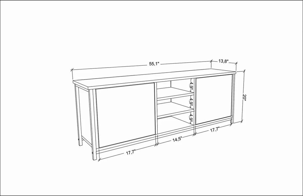 Comoda TV Otis - Negru, Oak