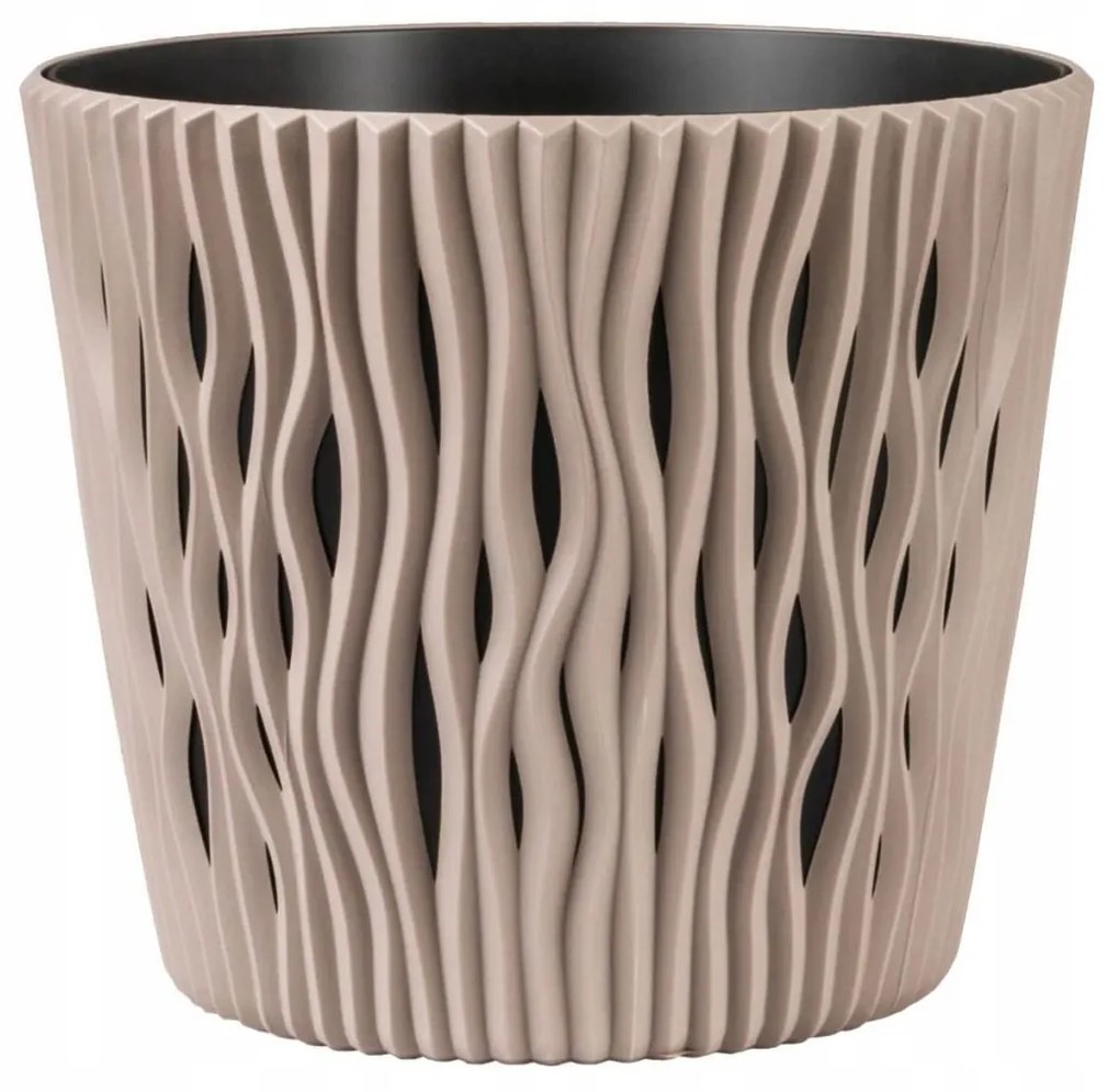 Ghiveci decorativ de flori, rotund, cafeniu, 22.5x19.2 cm, Sandy Round