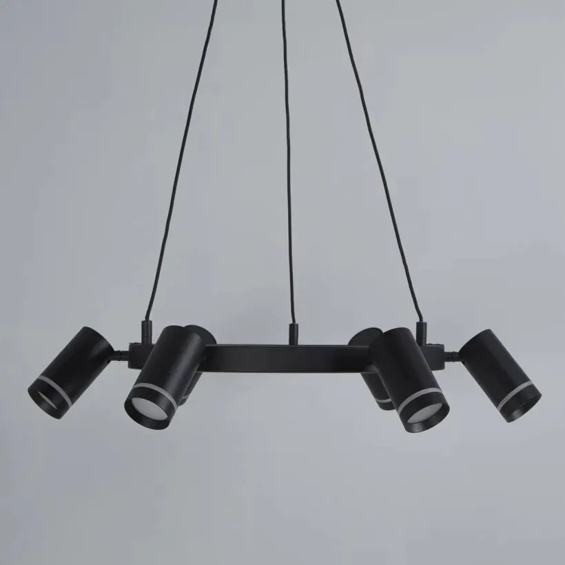 Lustra LED suspendata cu 6 spoturi directionabile, Laser negru