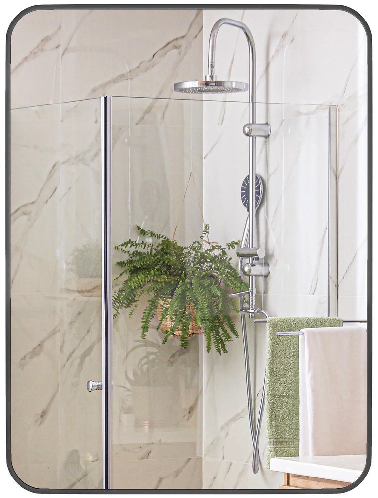 HOMCOM Oglindă de baie dreptunghiulară cu cadru metalic Oglindă decorativă pentru dormitor sufragerie sau antreu 60x80 cm Negru | Aosom Romania