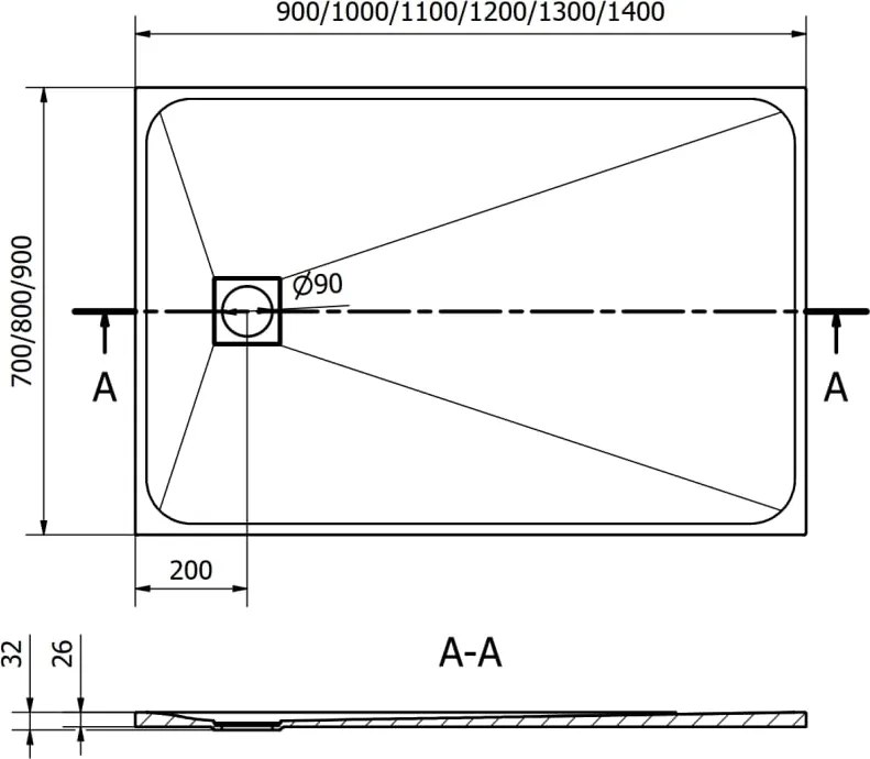 Mexen Bert cabină de duș dreptunghiulară SMC 130 x 90 cm, alb - 4K109013