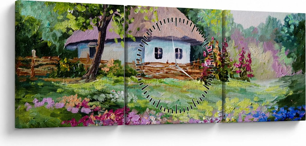 Tablou - Cabană (cu ceas) (90x30 cm)
