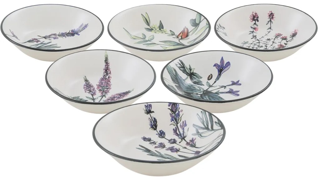 Set de 6 farfurii adânci din gresie ceramică Herbal 18 cm