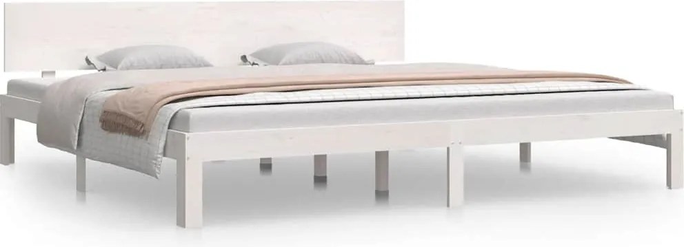 vidaXL Cadru de pat, alb, 200x200 cm, lemn masiv de pin