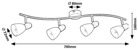 Rabalux 73094 - Plafonieră cu spoturi SOMA 4xE14/40W/230V