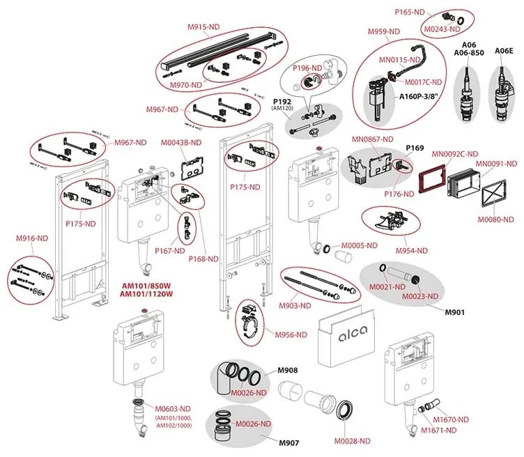 Rezervor WC incastrat, Alcadrain, Sadromodul, Ecology, pentru instalari uscate in gips-carton