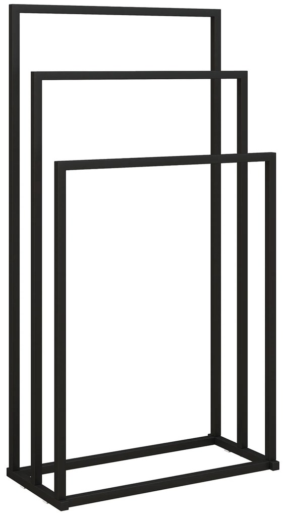 HOMCOM Suport pentru Prosoape de Podea cu 3 Brate Autoportant din Oțel, 45x21.5x85 cm | Aosom Romania