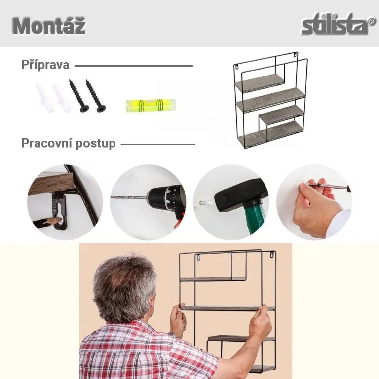STILISTA Raft de perete,lemn deschis 40 x 49,5 x 11,5 cm