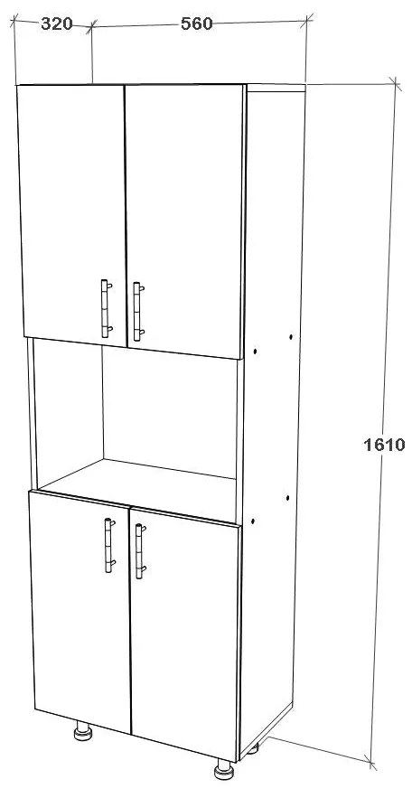 Dulap bucatarie Arno, 4 Usi, Alb, 56 x 30 x 161 cm