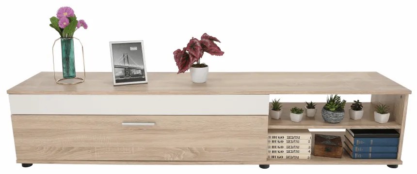 Mobilier de perete de living, alb/arinsonoma, ASOLE NEW