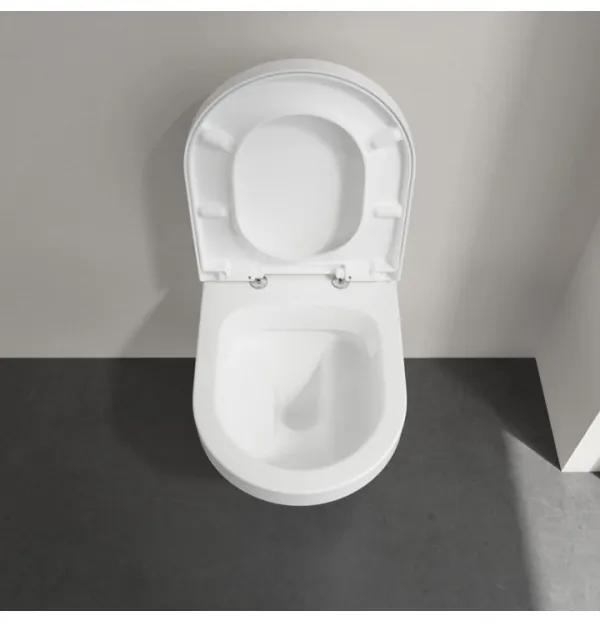 Set vas WC rimless suspendat, Villeroy&amp;Boch Architectura, DirectFlush, cu capac inchidere lenta, 37x53cm, Alb Alpin, 4694HR01