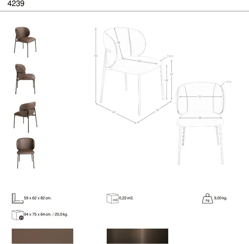 Scaun modern design italian, Piele Sintetica Maro