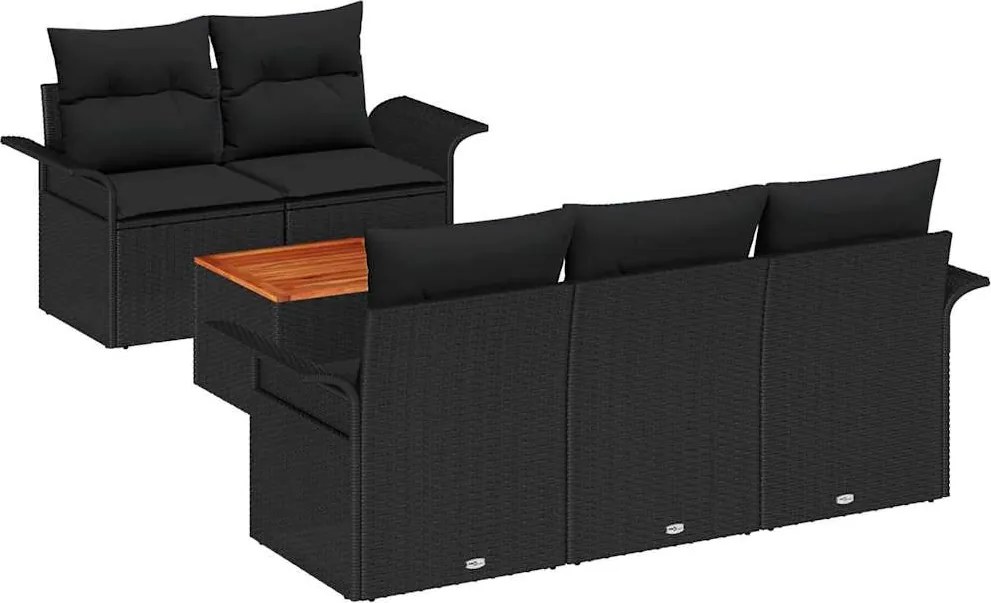 vidaXL Set de canapele pentru grădină 6 pcs Negru poliratan