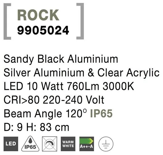 Stalp LED pentru iluminat exterior IP65 ROCK H-83cm NVL-9905024