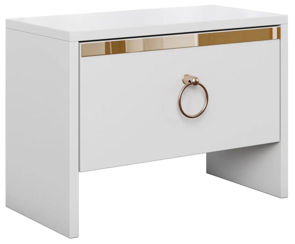Set 2 noptiere Gold, culoare alb / auriu, 44 x 32 x 22 cm