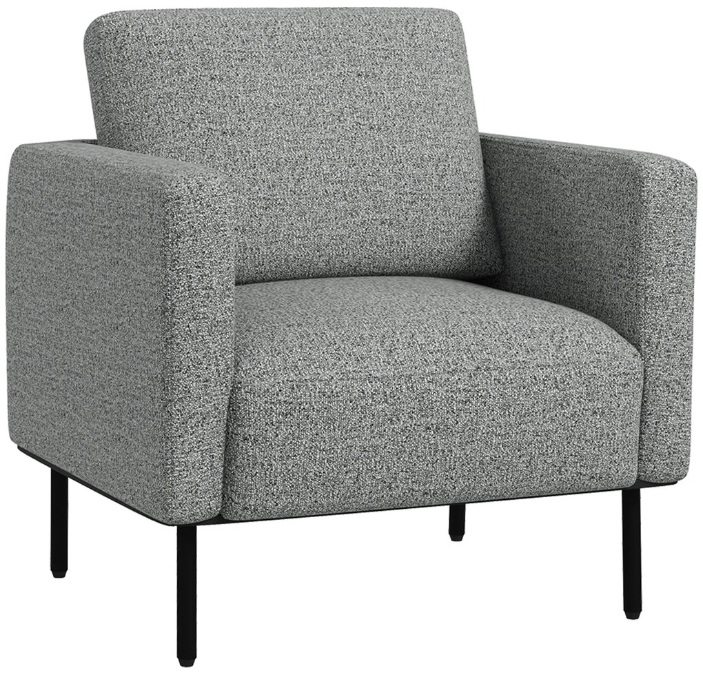 HOMCOM Fotoliu de salon fotoliu din material textil 1 loc acoperire aspect lin picioare din oțel 79 x 76 x 65 cm gri negru | Aosom Romania