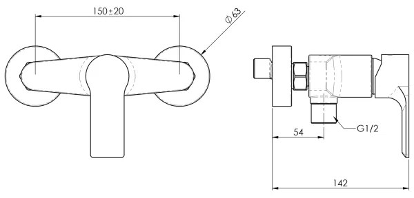 Baterie de duș Sapho PAX crom lucios