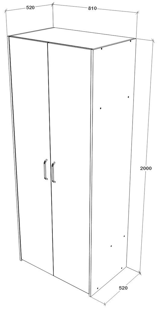 Dulap Malmo, 2 Usi, Stejar Alb/Antracit, 81 x 52 x 200 cm