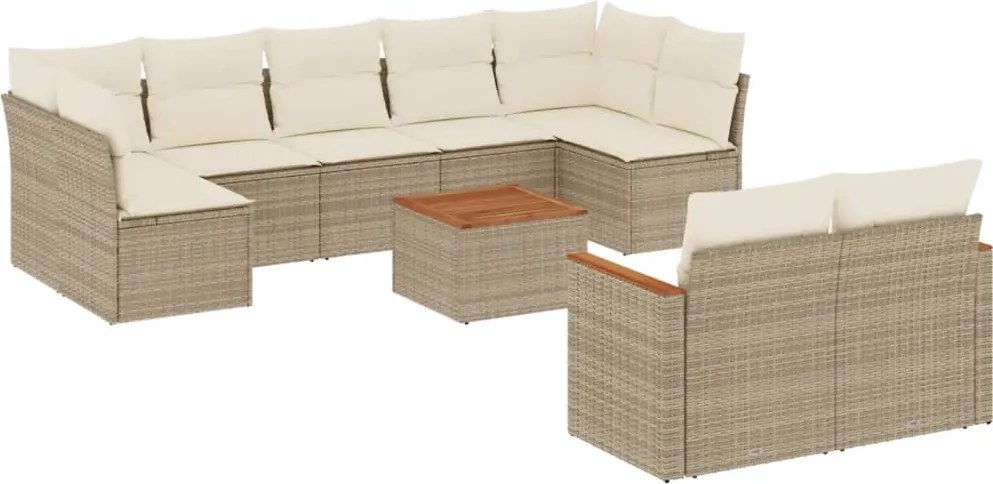 vidaXL Set canapele de grădină cu perne, 10 piese, bej, poliratan