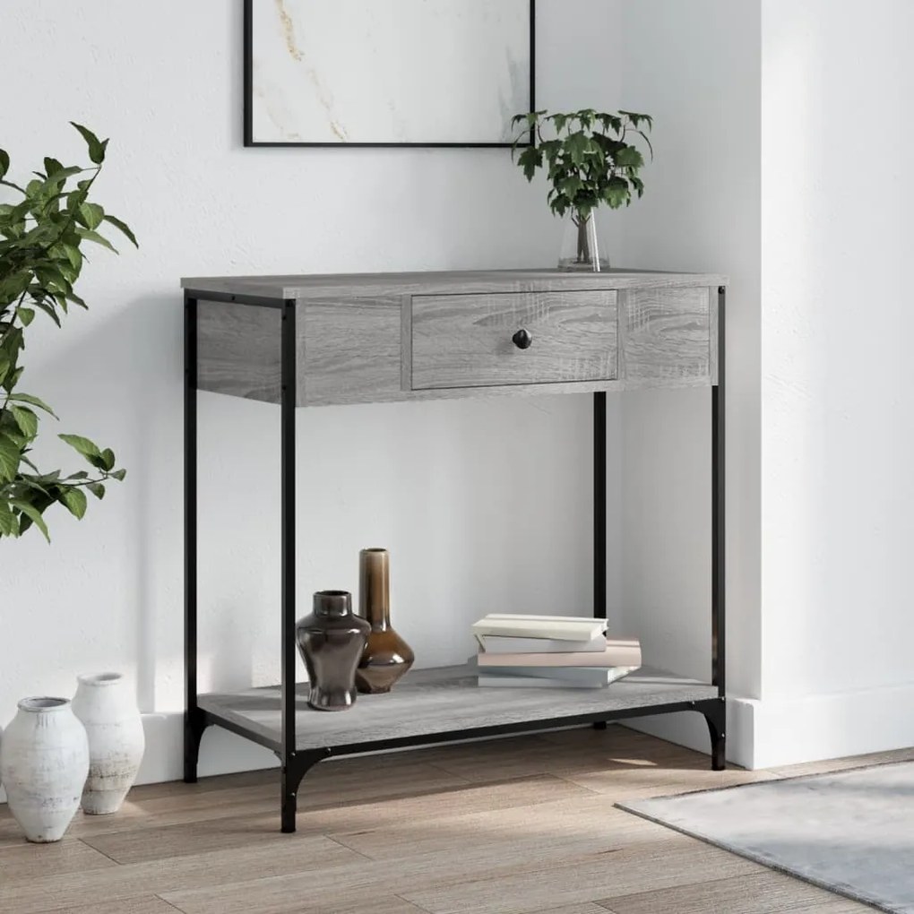 834168 vidaXL Masă consolă, gri sonoma, 75x34,5x75 cm, lemn prelucrat
