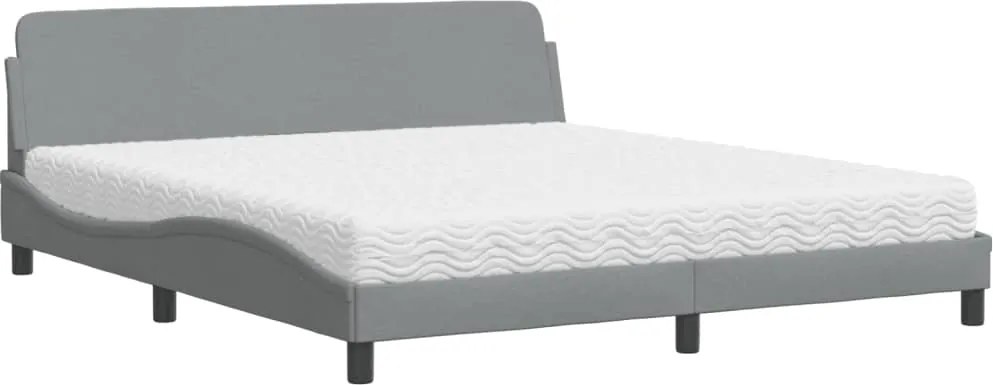 vidaXL Pat cu saltea, Dover, gri deschis, 180x200 cm, material textil
