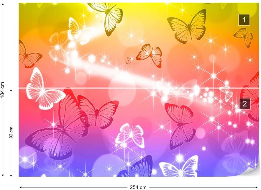 GLIX Fototapet - Butterflies Sparkles Vliesová tapeta  - 254x184 cm