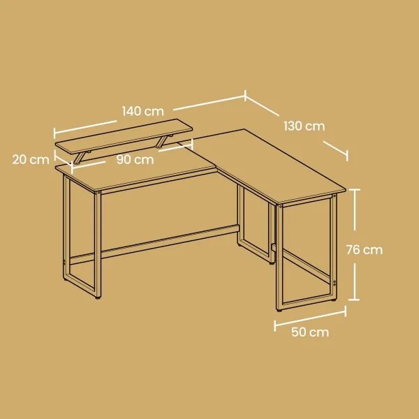 Birou de colț SOLEA, negru