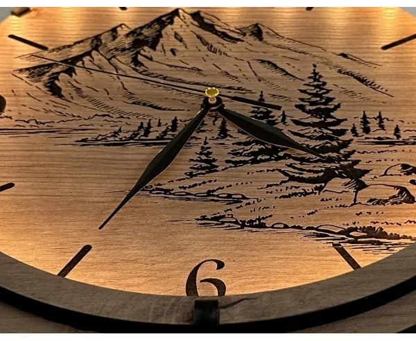 Li-Go 23697/DUB/BAT2 - Ceas LED reglabil cu senzor, LED/1xAA, diametru 32 cm, stejar