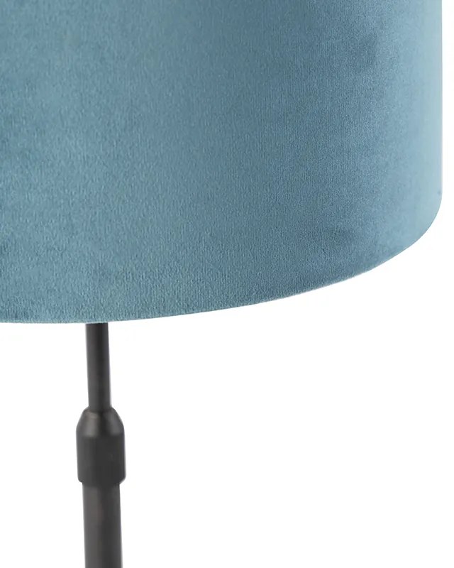 Lampă de masă neagră cu abajur din catifea albastră cu auriu 25 cm - Parte