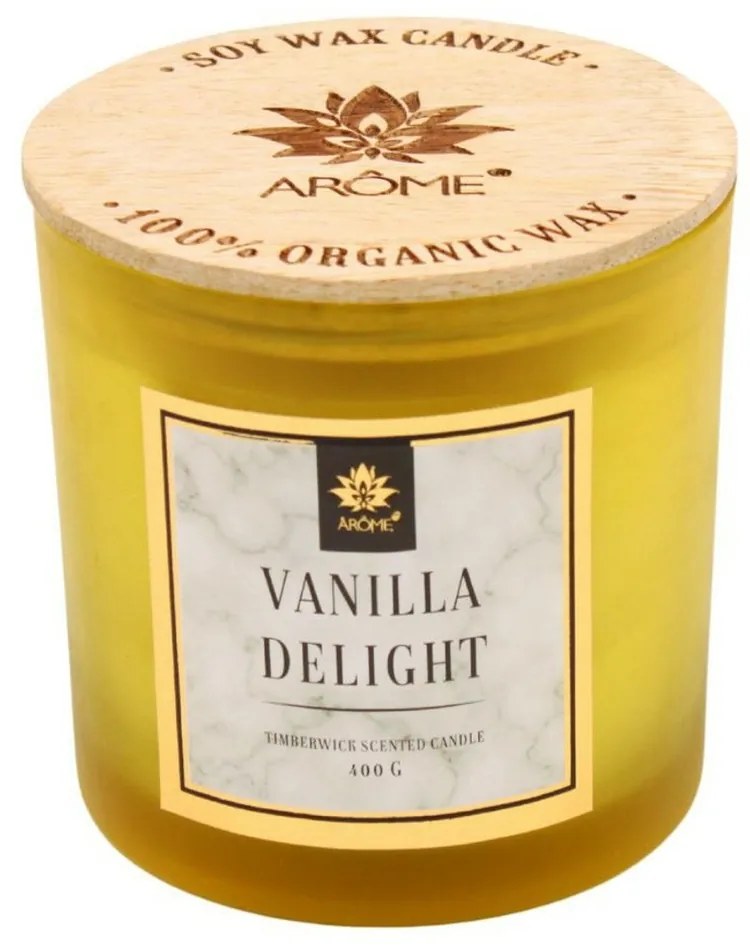 Lumânare cu fitil din lemn Arome Vanilla delight, 400 g