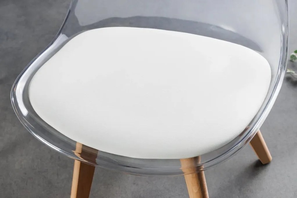 Set de 4 scaune, Lemn Fag Natur, Plastic Transparent, Scandinavia A-44164 VC