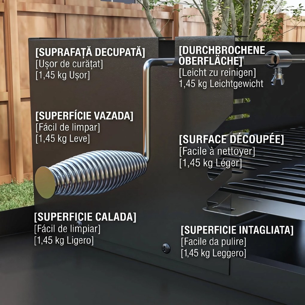 Outsunny BBQ Rotisserie Grill Charcoal Split Roaster for Chicken Turkey 3-Level Grill Grate, Storage Shelves, Stainless Steel | Aosom Romania